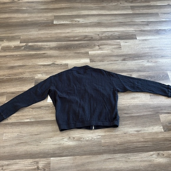 Womens NWT JAG Textured Gauze Bomber Jacket Black Size Large Zip LIghtweight - Picture 8 of 14